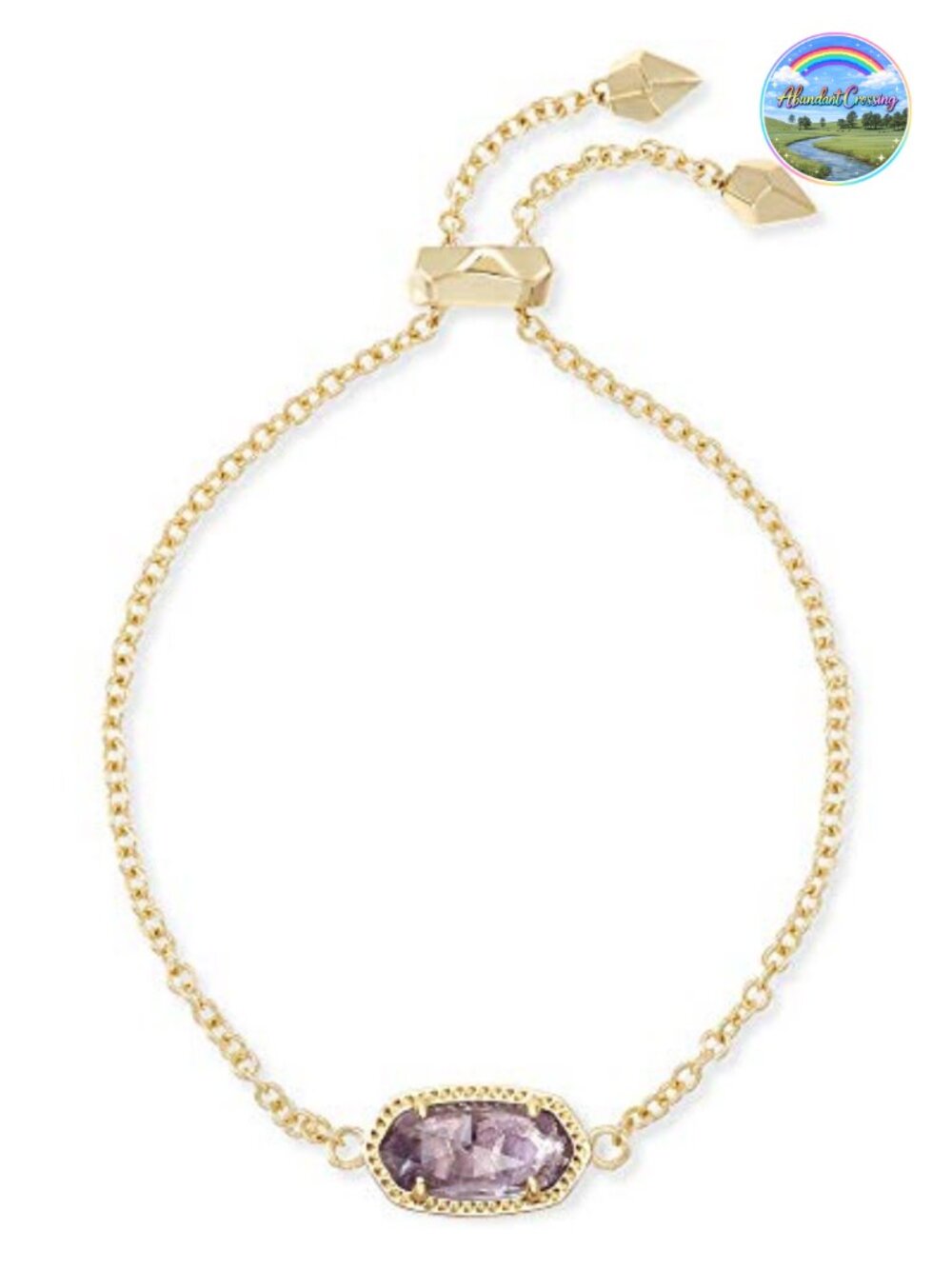 Gold Plated Sliding Clasp Chain Bracelet with Genuine Stone Adjustable Women